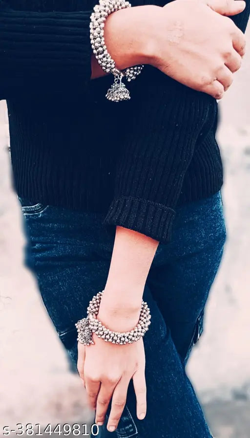 Silver Sterling Silver Kada  (Pack of 2)