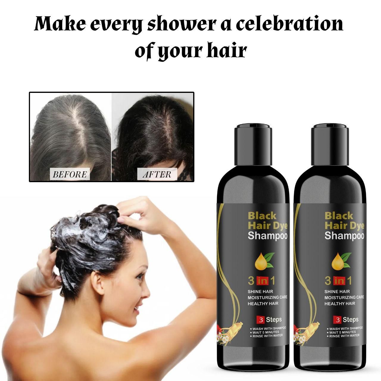 BLOSDREAM Black Hair Shampoo 3 in 1-100ml (Pack of 2)