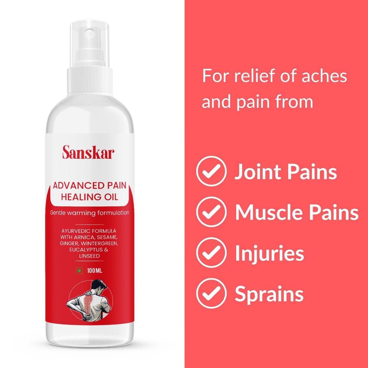 Advanced Pain Healing Oil ? Ayurvedic Arnica, Wintergreen & Ginger Warming Therapy for Joint, Neck, Back & Muscle Pain Relief ? 100ml