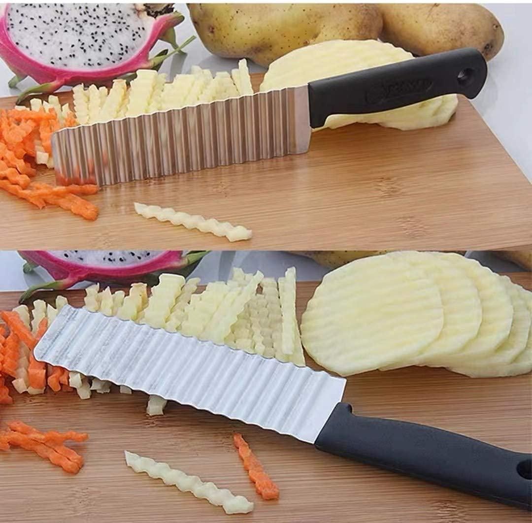 French Stainless Steel Potato Wave Ripple Knife