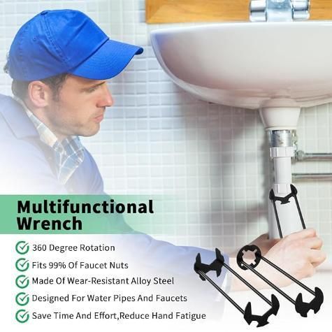 2 Pcs Dual Head Sink Wrench